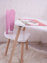 Set masa si scaun pentru copii Furniture Bunny One, 30x25 cm - Pink
White