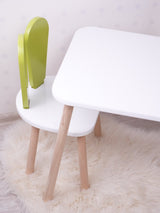Set masa si scaun pentru copii Furniture Bunny One, 30x25 cm - Pistachio Green 
White