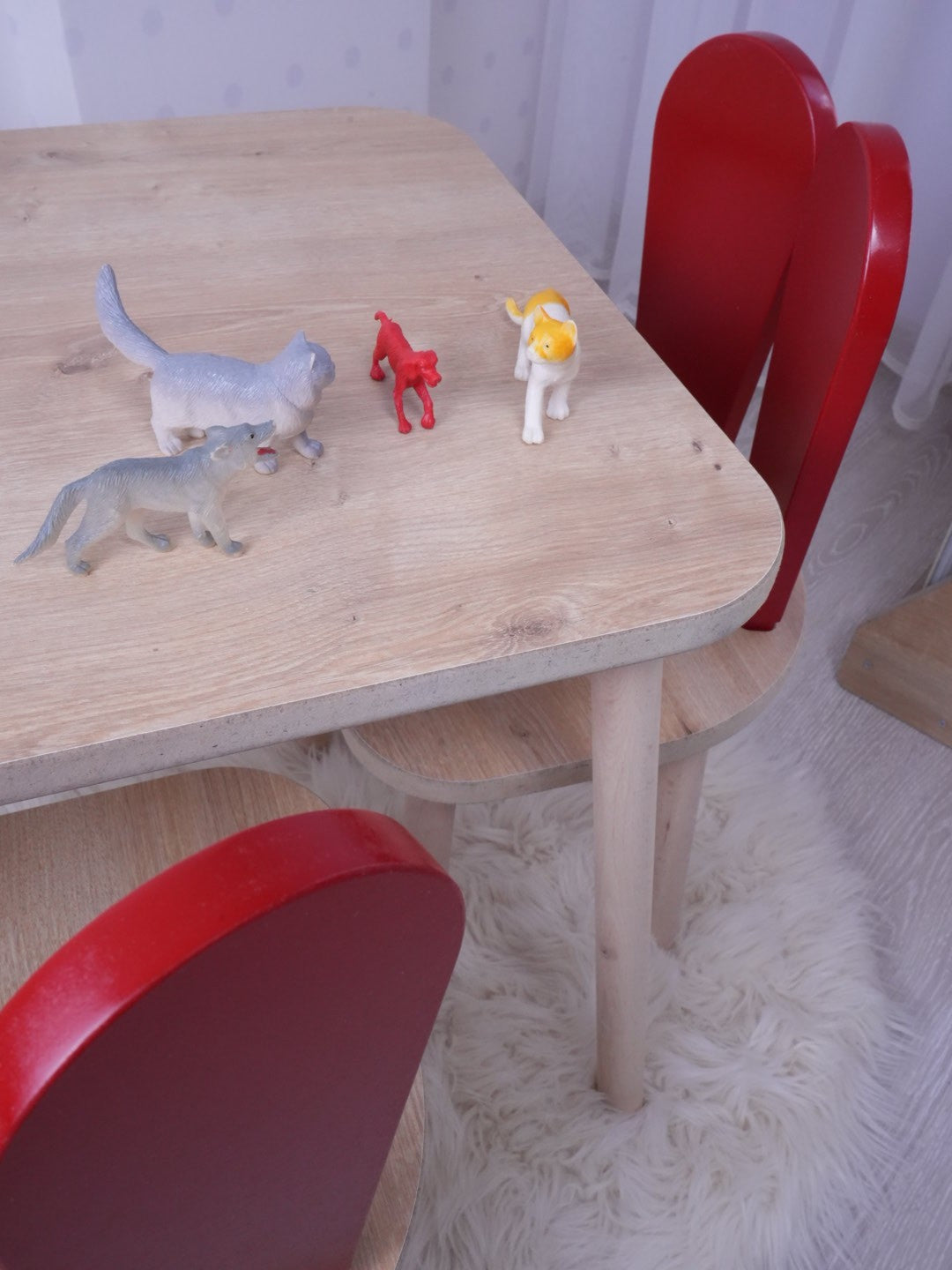 Set masa si scaun pentru copii Furniture Bunny One, 30x25 cm - Red 
Brown