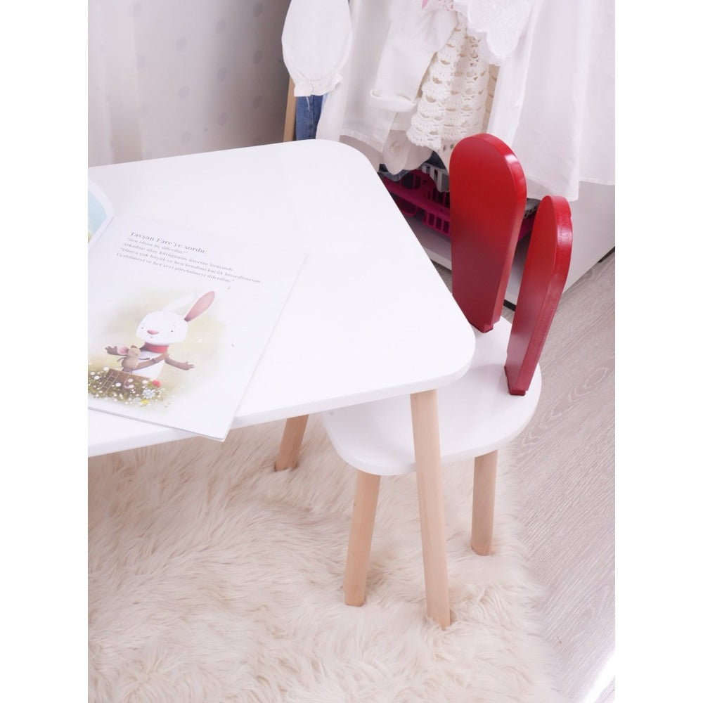 Set masa si scaun pentru copii Furniture Bunny One, 30x25 cm - Red 
White