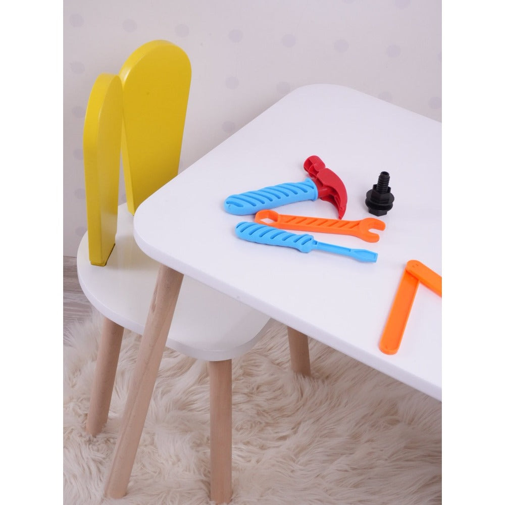 Set masa si scaun pentru copii Furniture Bunny One, 30x25 cm - Yellow
White