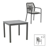 Set masa si scaune 3 buc de gradina Kliton-Kherson, Antracit, 80x80x74 cm