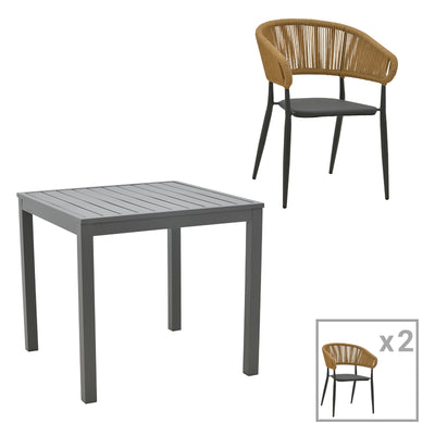 mobilier de gradina Set masa si scaune 3 buc de gradina Kliton-Raven Antracit 80x80x74 cm