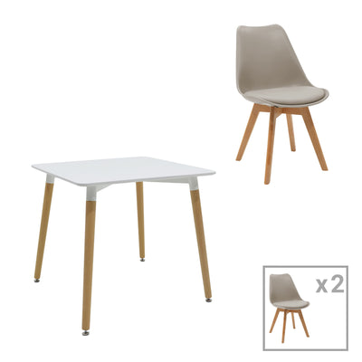 Set masa si scaune 3 buc Natali-Gaston Alb 80x80x76 cm