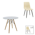 Set masa si scaune 3 piese Julita-Noor Natural 80x80x73 cm