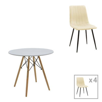 Set masa si scaune 3 piese Julita-Noor Natural 80x80x73 cm
