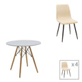 Set masa si scaune 3 piese Julita-Noor Negru 80x80x73 cm