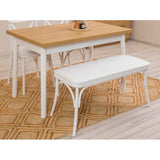 Set masă și scaune (4 bucăți) OLVER SBT BAROK-BLACK Table & Chairs Set  3, Alb, 77x75x120 cm