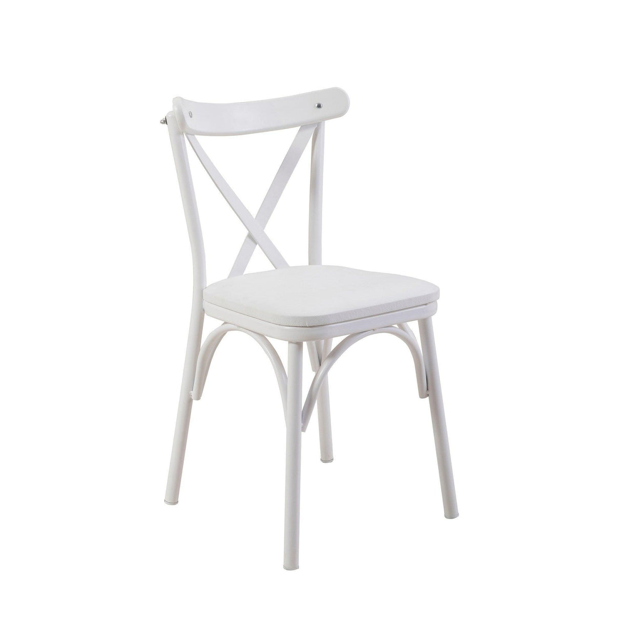 Set masă și scaune (4 bucăți) OLVER SBT BAROK-BLACK Table & Chairs Set  3, Alb, 77x75x120 cm