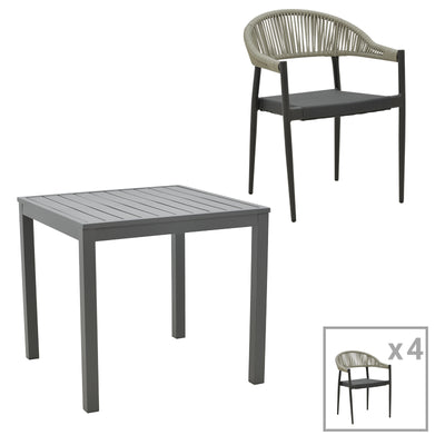 mobilier de gradina Set masa si scaune 5 buc de gradina Elation Antracit 80x80x74 cm