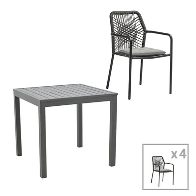 mobilier de gradina Set masa si scaune 5 buc de gradina Kliton-Kherson Antracit 80x80x74 cm