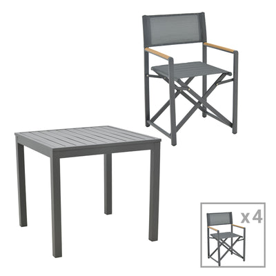 mobilier de gradina Set masa si scaune 5 buc de gradina Mabu-Kliton Antracit 80x80x74 cm