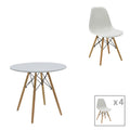 Set masa si scaune 5 piese Julita Alb 80x80x73 cm