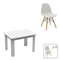 Set masa si scaune 5 piese Manka-Julita Alb 110x80x77 cm