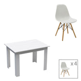 Set masa si scaune 5 piese Manka-Julita Alb 110x80x77 cm