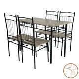 Set masa si scaune 5 piese Reforia, Gri, 110x60x74 cm