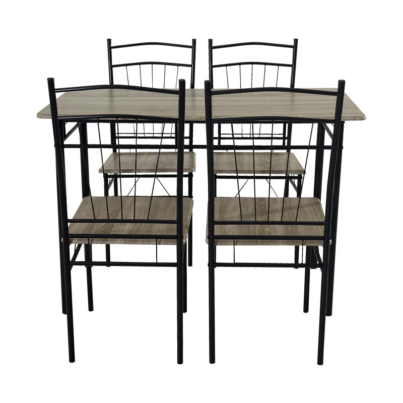 Set masa si scaune 5 piese Reforia, Gri, 110x60x74 cm, imagine suplimentara