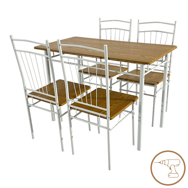Set masa si scaune 5 piese Reforia, Natural, 110x60x74 cm