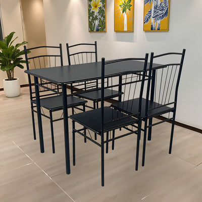 Set masa si scaune 5 piese Reforia, Negru, 110x60x74 cm, imagine suplimentara