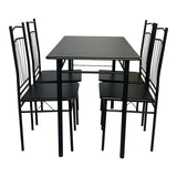 Set masa si scaune 5 piese Reforia, Negru, 110x60x74 cm