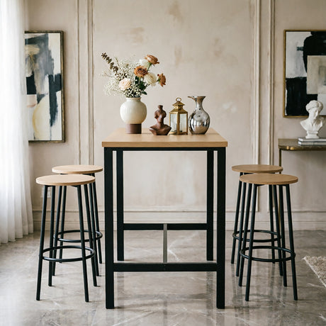 Set masa si scaune Arzo, Metal, Natural, 100x60x86 cm