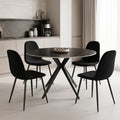 Set masa si scaune Bella Black, Metal, Negru, D120x76 cm