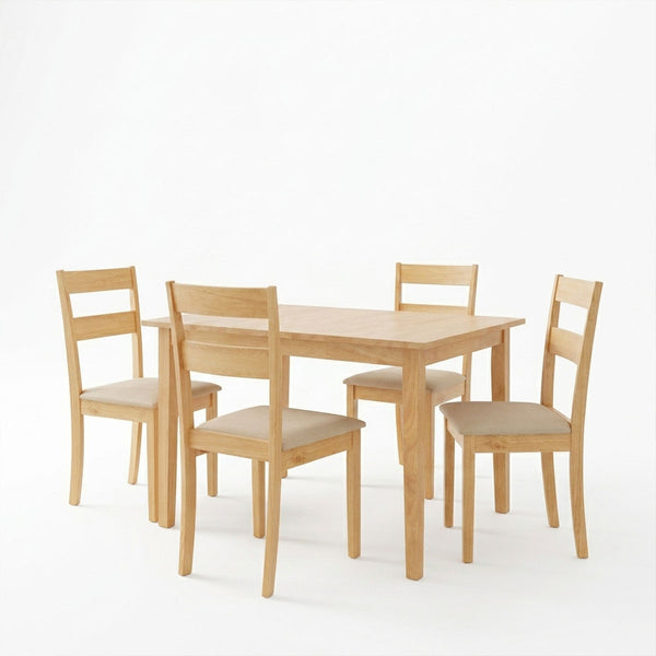 Set masa si scaune Dallan Country, Lemn rubberwood, Natural, 150x80x74 cm