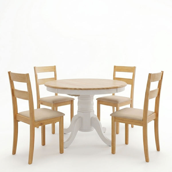 Set masa si scaune Dallan Lars, Lemn rubberwood, Alb, 100x75 cm
