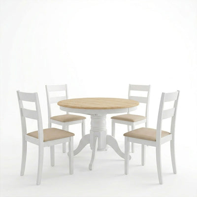 Set masa si scaune Dallan Lars, Lemn rubberwood, Alb, 100x75 cm, imagine ambient