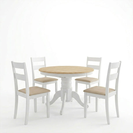 Set masa si scaune Dallan Lars, Lemn rubberwood, Alb, 100x75 cm