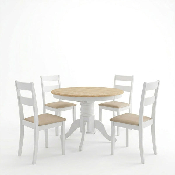 Set masa si scaune Dallan Lars, Lemn rubberwood, Alb, 100x75 cm