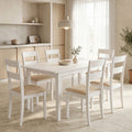Set masa si scaune Dallan Mabor, Lemn rubberwood, Alb, 150x80x74 cm