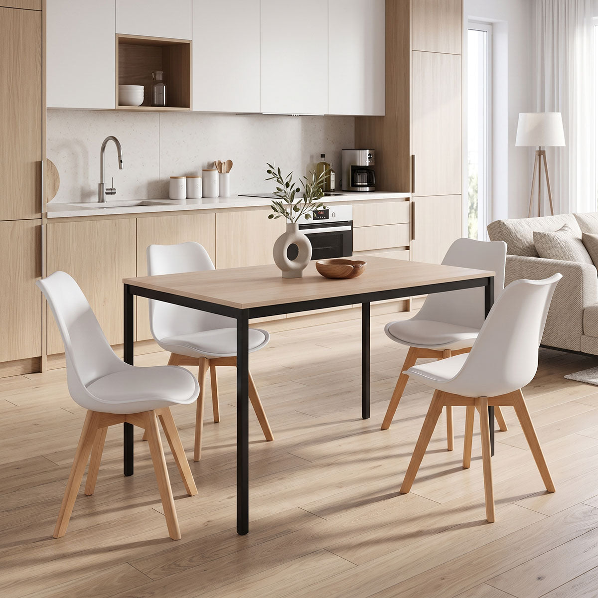 Set masa si scaune Dining, Alb, 120x75x75 cm