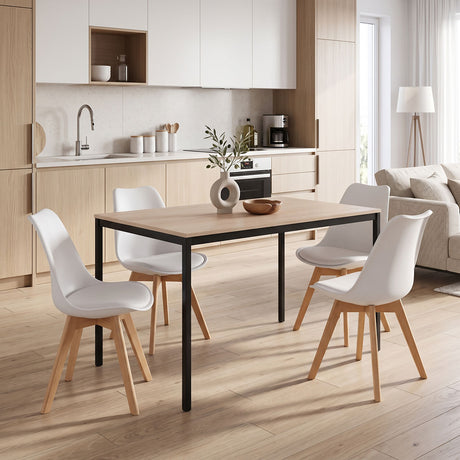 Set masa si scaune Dining, Alb, 120x75x75 cm