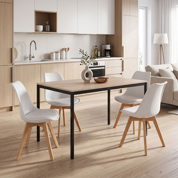Set masa si scaune Dining, Alb, 120x75x75 cm