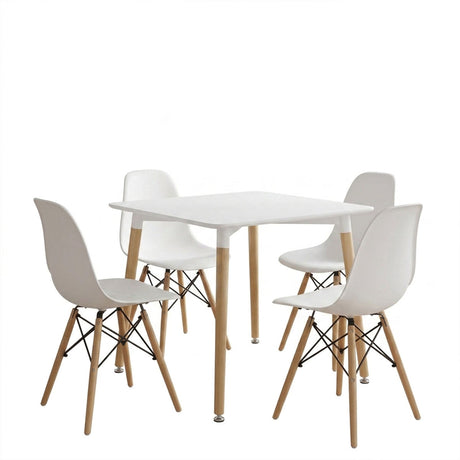 Set masa si scaune Dining, Alb, 80x80x76 cm