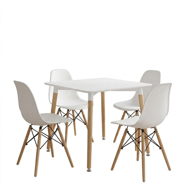 Set masa si scaune Dining, Alb, 80x80x76 cm