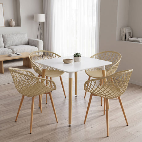 Set masa si scaune Dining, Alb, 80x80x76 cm