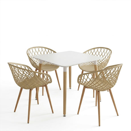 Set masa si scaune Dining, Alb, 80x80x76 cm