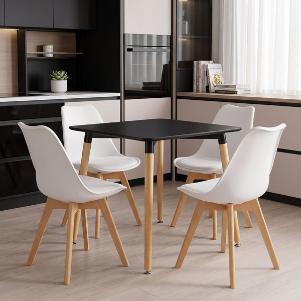 Set masa si scaune Dining, Alb, 80x80x76 cm