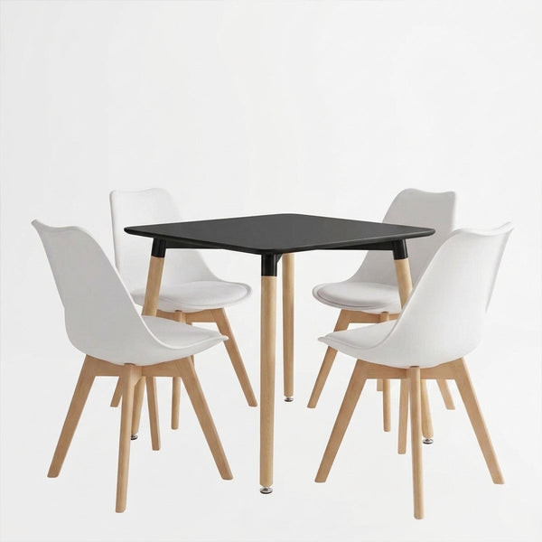Set masa si scaune Dining, Alb, 80x80x76 cm