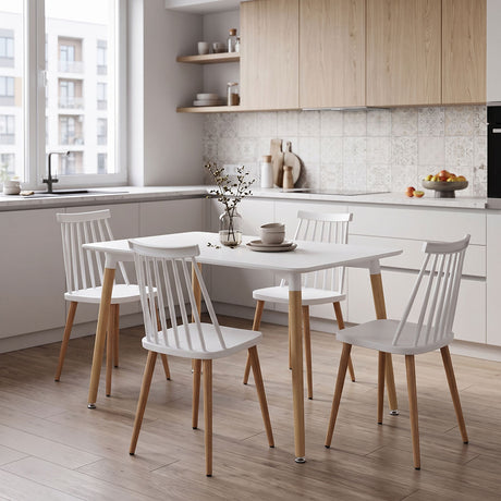 Set masa si scaune Dining, Alb, 80x80x76 cm