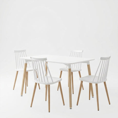 Set masa si scaune Dining, Alb, 80x80x76 cm