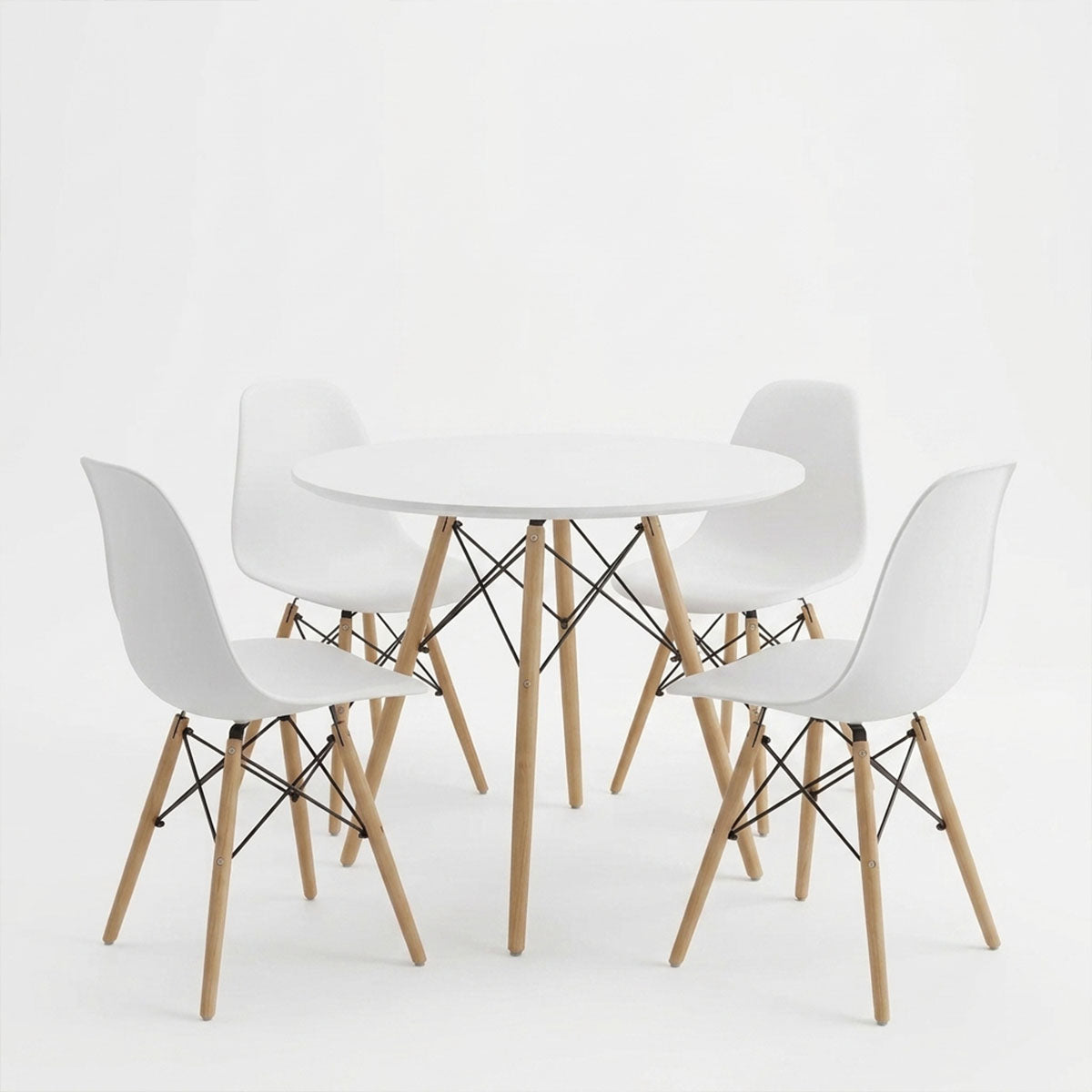 Set masa si scaune Dining, Alb, D80x73 cm