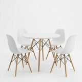 Set masa si scaune Dining, Alb, D80x73 cm