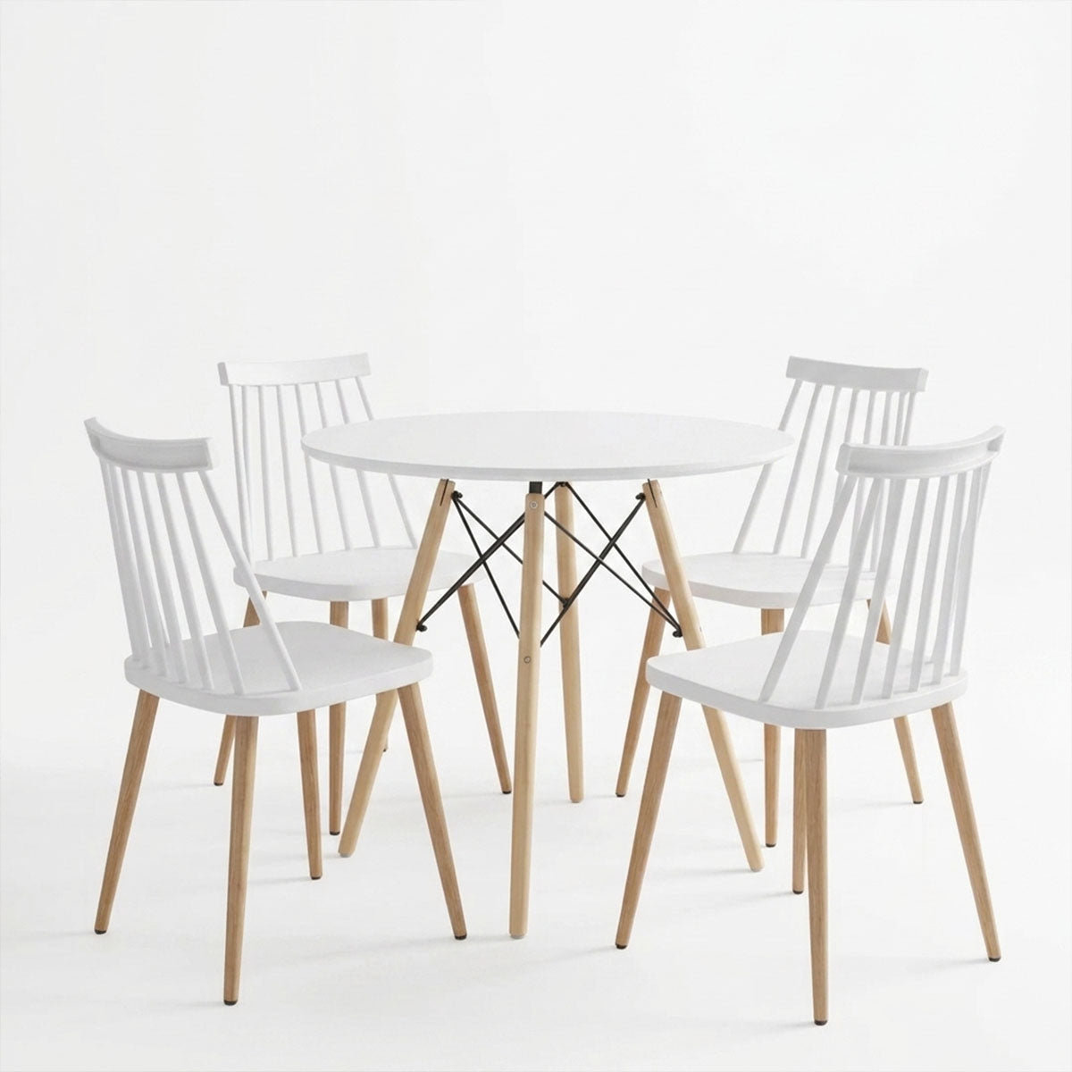 Set masa si scaune Dining, Alb, D80x73 cm