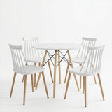 Set masa si scaune Dining, Alb, D80x73 cm