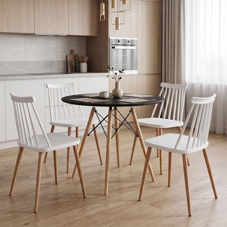 Set masa si scaune Dining, Alb, D80x73 cm