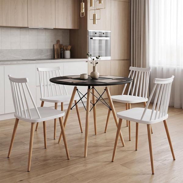 Set masa si scaune Dining, Alb, D80x73 cm