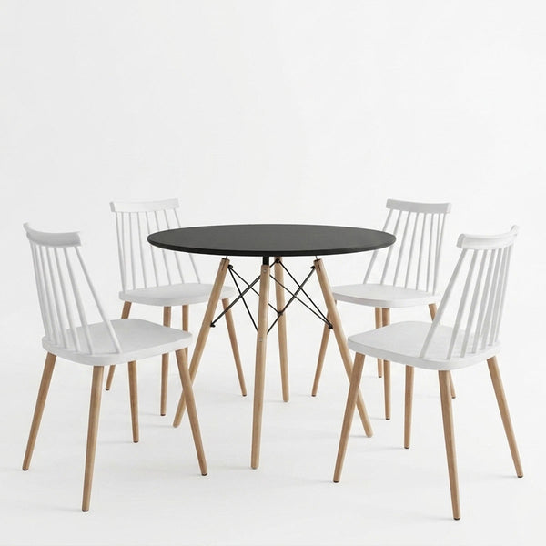 Set masa si scaune Dining, Alb, D80x73 cm